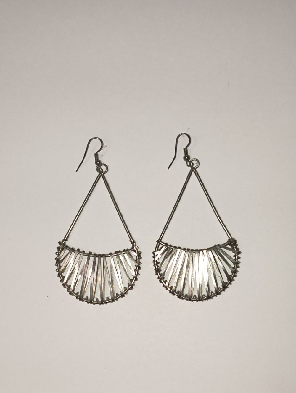 Silver Fan Fringe Drop Earrings for Women